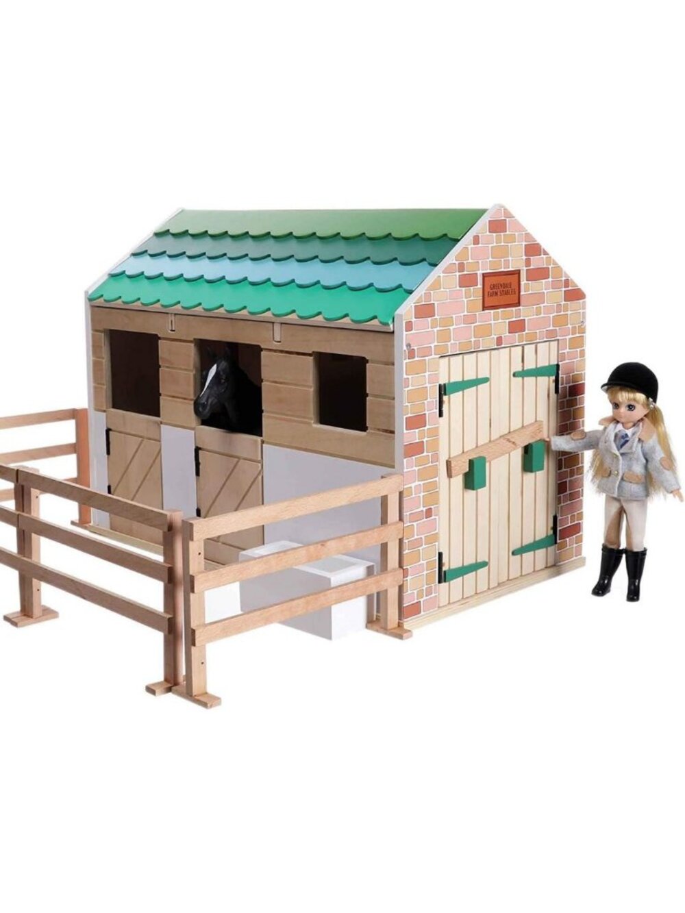 Wooden Toy Farm Playset with Horse Stable, Barn & Lottie Dolls - Fun for Kids!